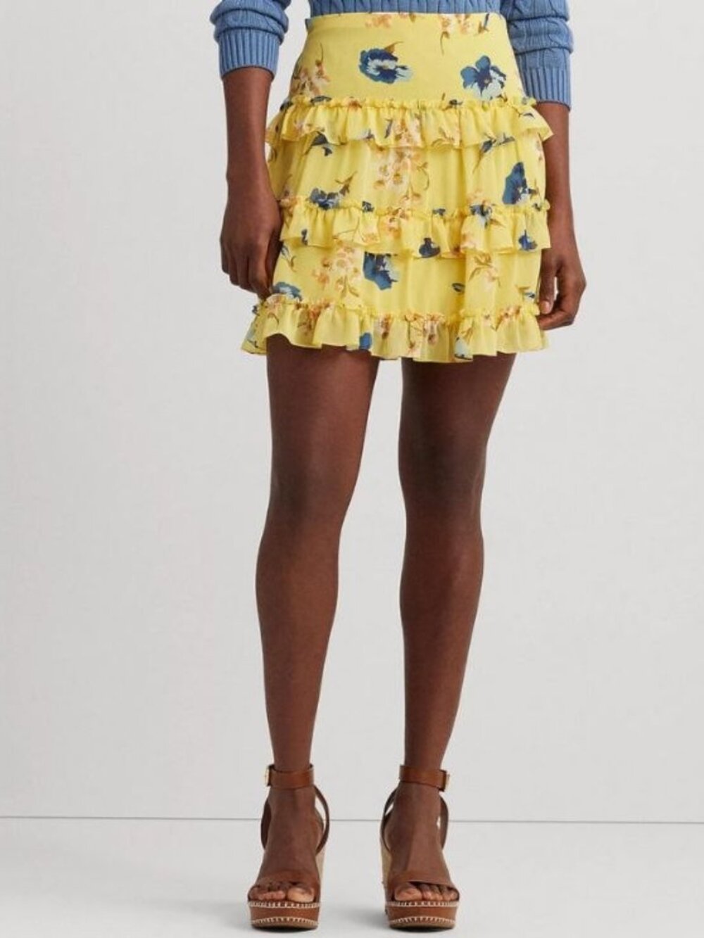 $145 LAUREN RALPH LAUREN Ruffled Miniskirt Size 6